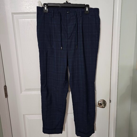 Mango Blue Checkered Chino Pants Size 30 - Picture 1 of 1